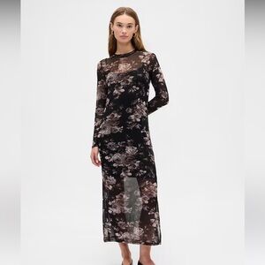 GAP Black and Brown Floral Mesh Dress